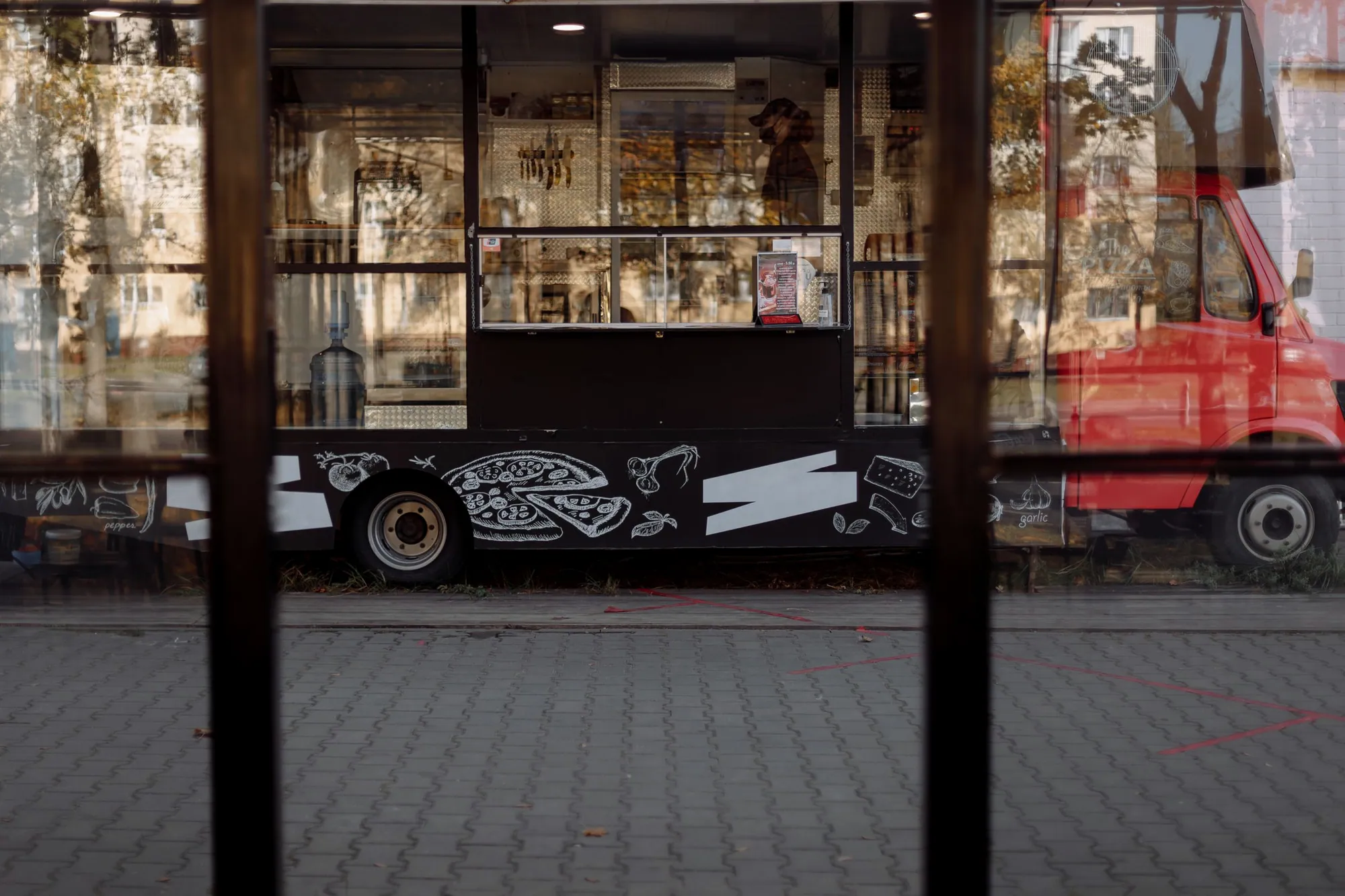 Food truck parked on a city street